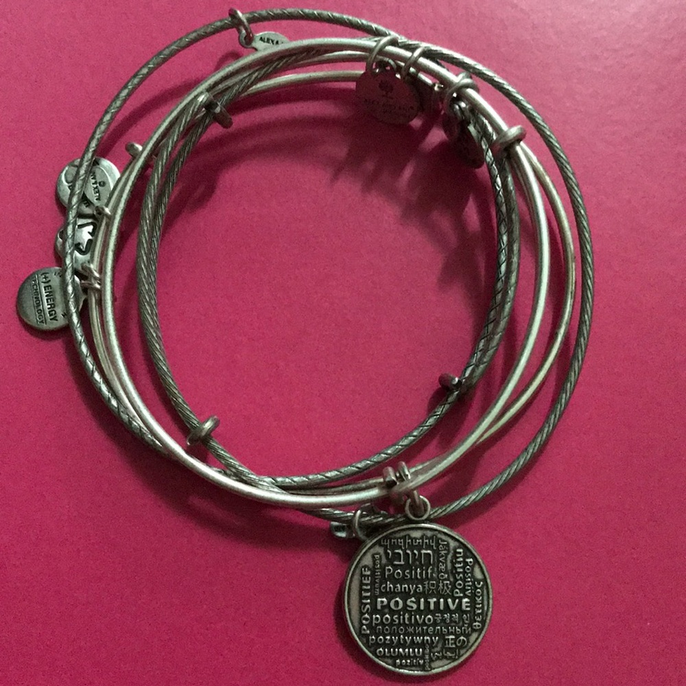 Alex and Ani Positive is How I Live Silver Bundle